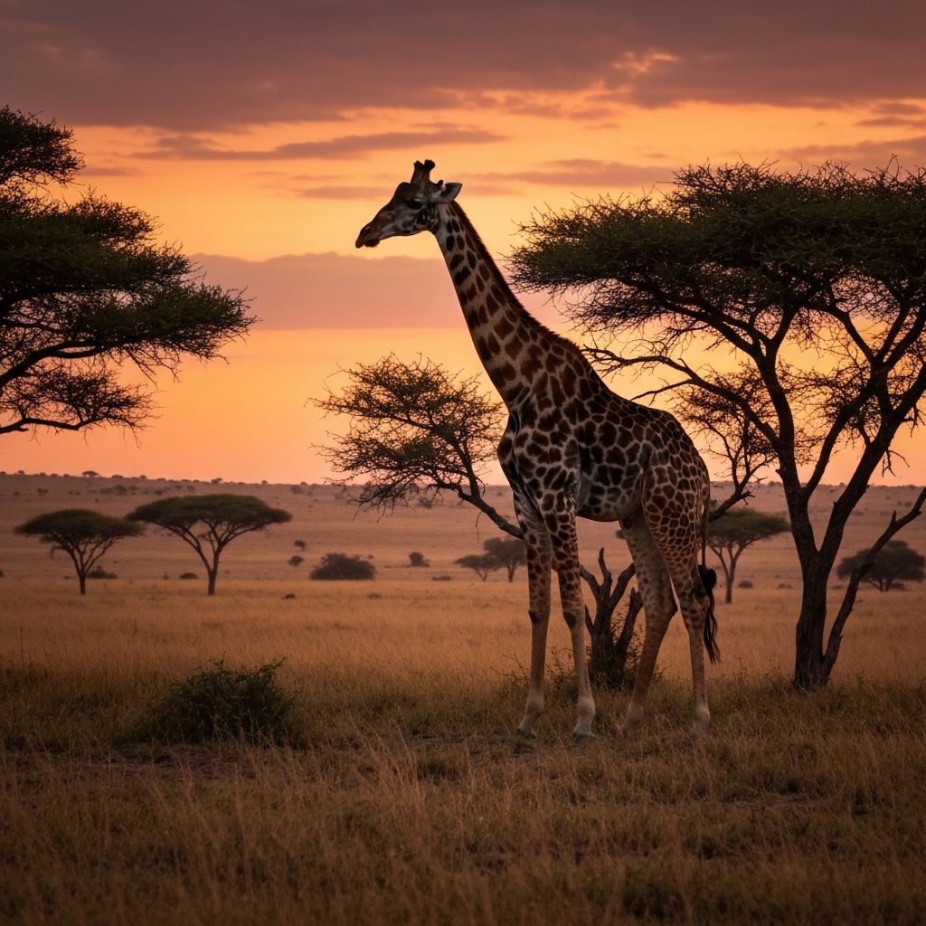 Giraffe at sunset
